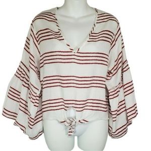 Anthropologie Lavender Field Flowy Bell Sleeve Top Size L